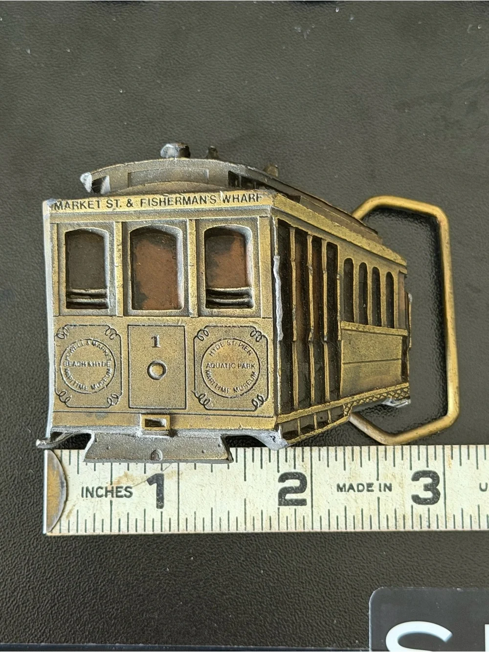 Vintage 1979 San Francisco Cable Car Belt Buckle Indiana Metal Craft